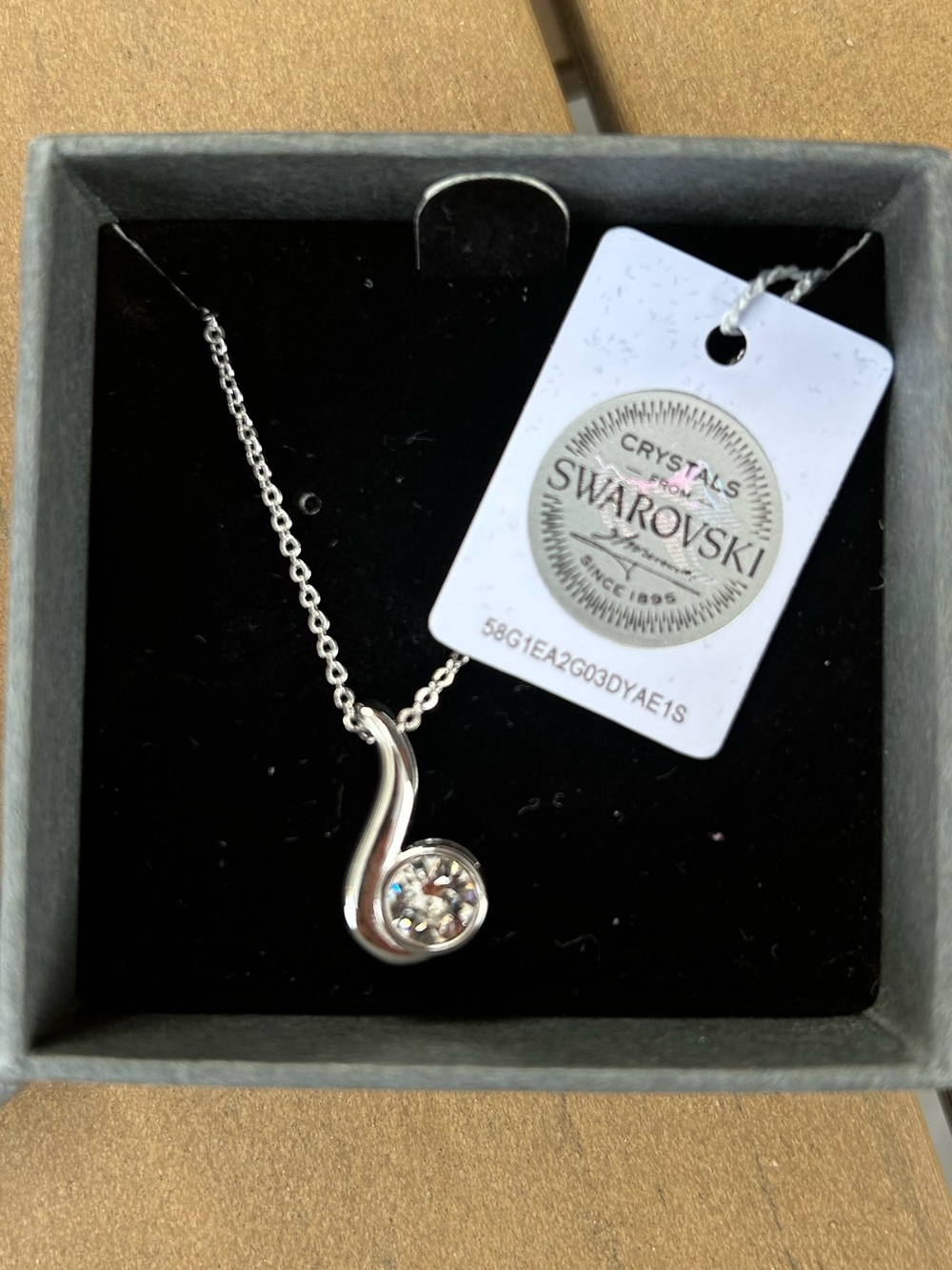 Swarovski Silver-tone Necklace with Clear Crystal Accent